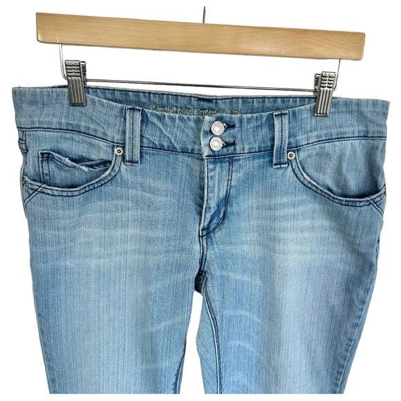 Levi's Retro 70's 423 Flare Jeans Low Rise White Washed Zip 2 Button Size 11/30 - Picture 3 of 14